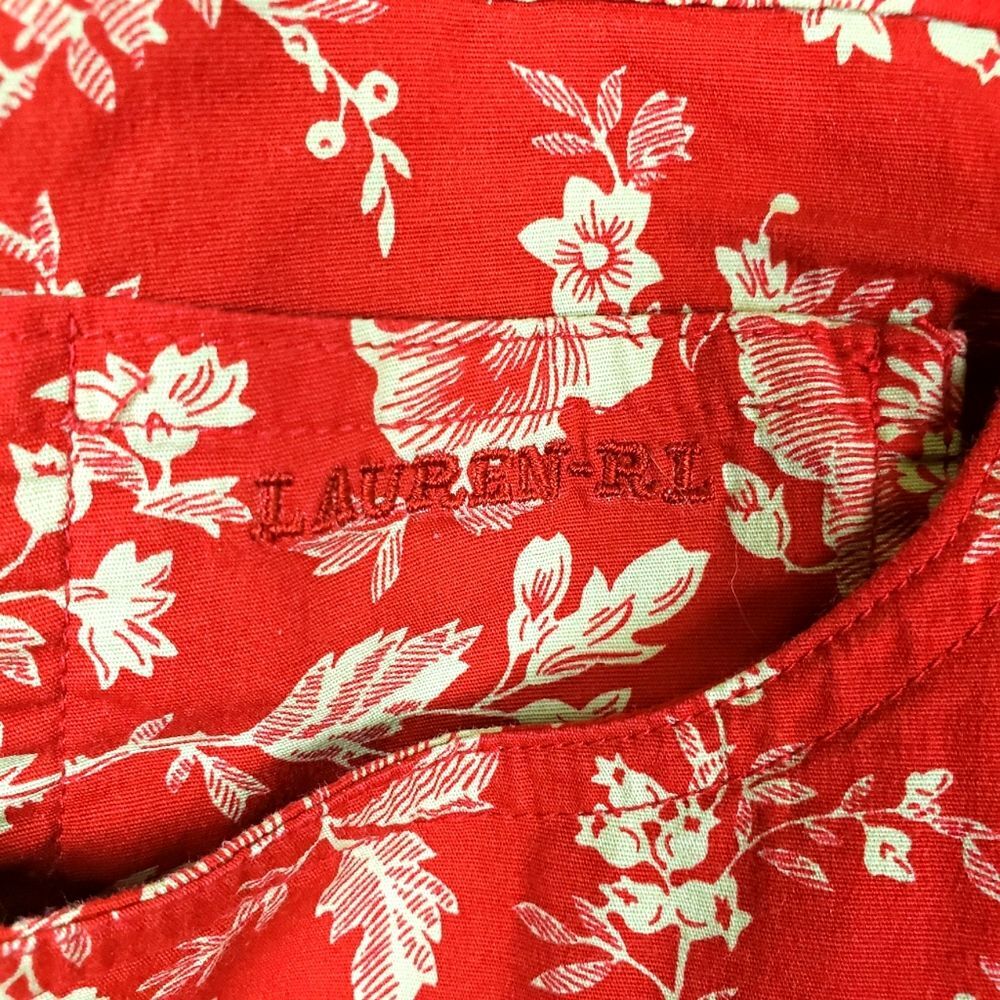 Women's Lauren Ralph Lauren Green Label Red White Floral Spring Pants Size 14 - Picture 7 of 10